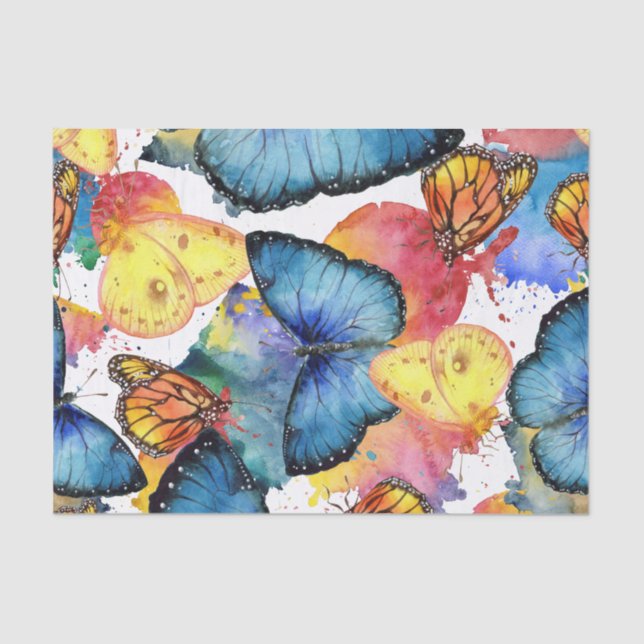Butterfly Splash Colourful Decoupage  Tissue Paper (Front)