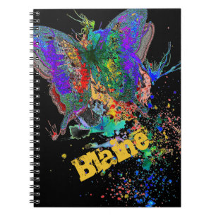 Butterfly splatter personalised notebook