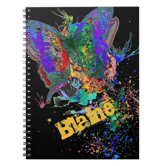 Butterfly splatter personalised notebook (Front)