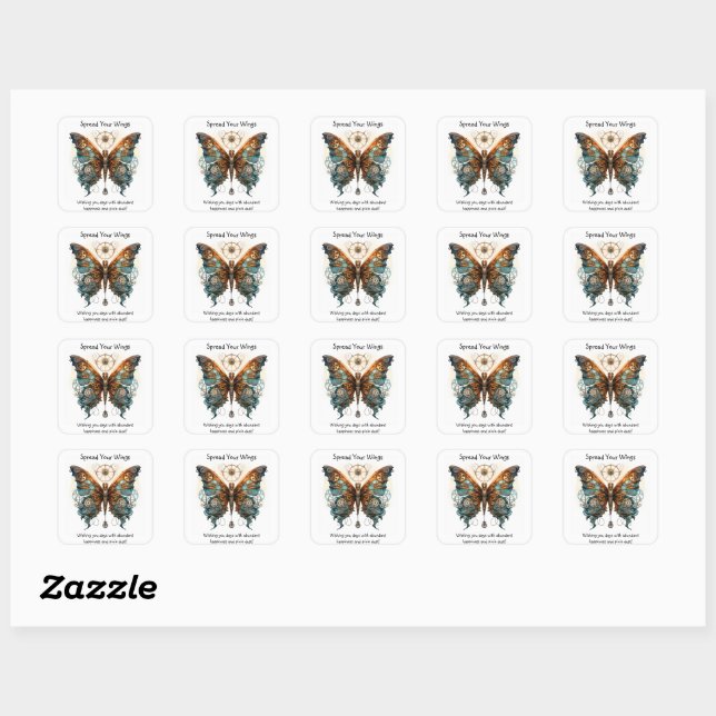 Butterfly Spread your wings good luck Square Sticker (Sheet)