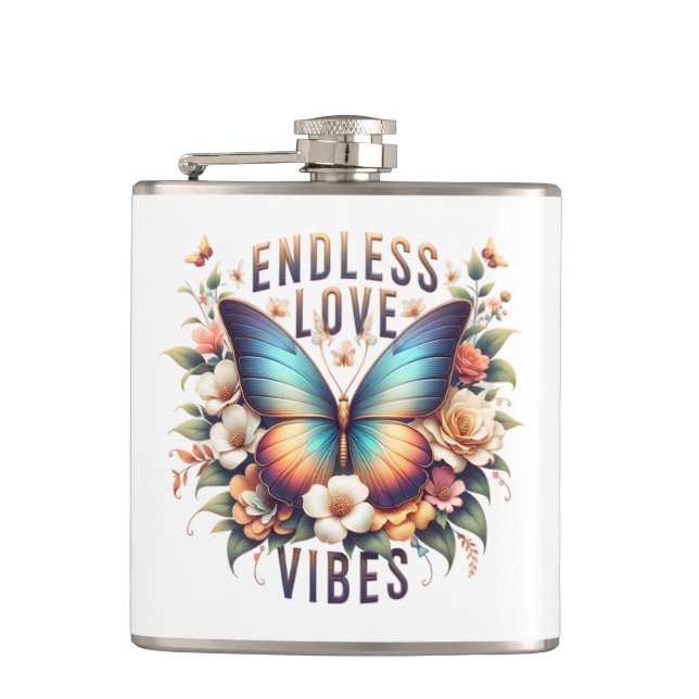 Butterfly Spring Sublimation Clipart-96281 Hip Flask (Front)