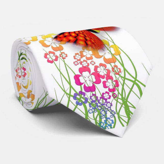 butterfly spring summer wedding good luck clover tie (Rolled)