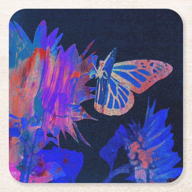 Butterfly  square paper coaster (Front)