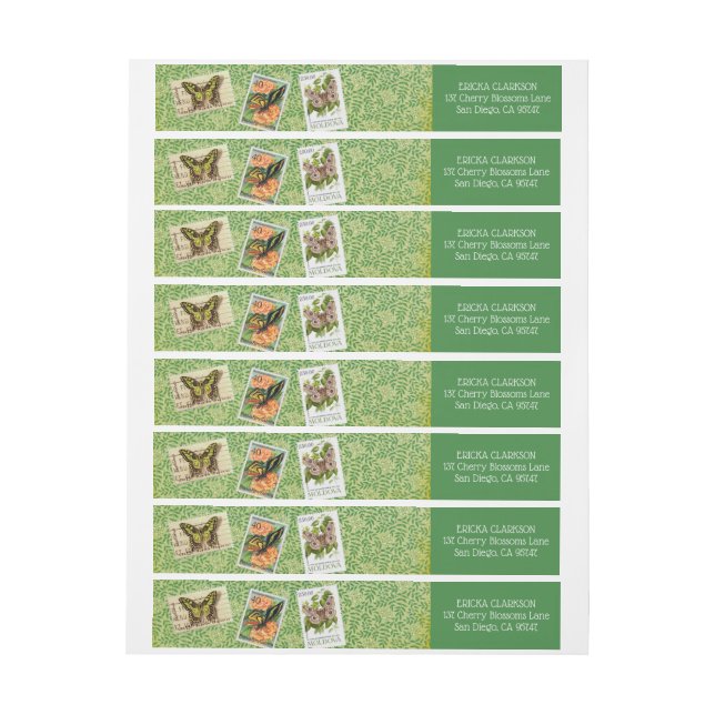 Butterfly Stamps Wrap Around Address Labels (Sheet)