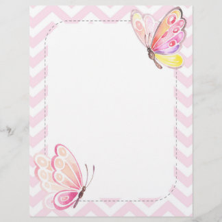 Butterfly Stationery Pink Letter Paper Custom Letterhead