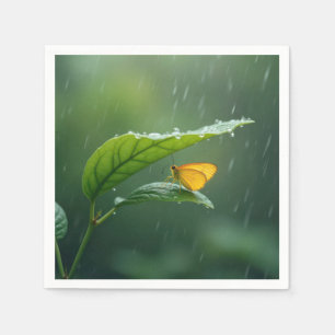 Butterfly Staying Dry Under a Leaf Napkin