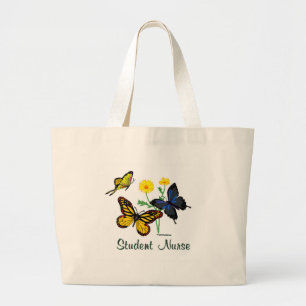 Butterfly Student Nurse Large Tote Bag