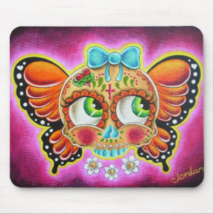 Butterfly sugar skull mouse pad