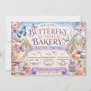 Butterfly Summer Bakery Bake Sale Invitation