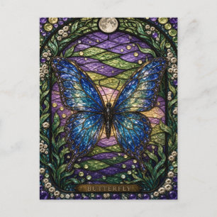 Butterfly Summer Garden Illumina Stained Glass Postcard