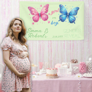 butterfly summer Gender Reveal Party custom poster Banner