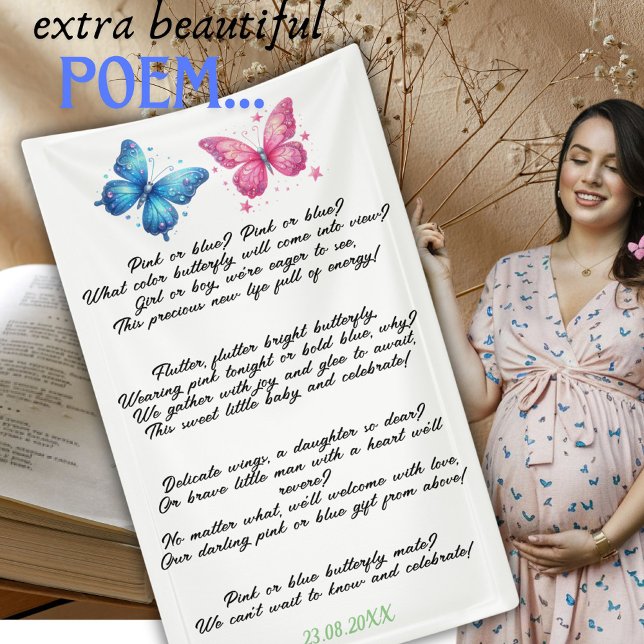 butterfly summer Gender Reveal Party Poem Poster Banner (Creator Uploaded)