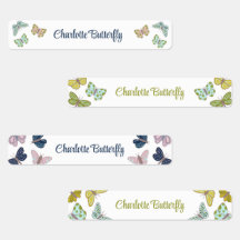 Butterfly Summer Pink Blue Yellow Labels