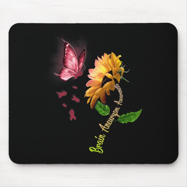 Butterfly Sunflower Brain Aneurysm Awareness 1 Mouse Pad (Front)