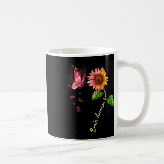 Butterfly Sunflower Brain Aneurysm Awareness  Coffee Mug (Right)