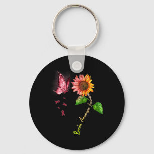 Butterfly Sunflower Brain Aneurysm Awareness Key Ring