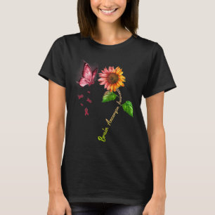 Butterfly Sunflower Brain Aneurysm Awareness  T-Shirt