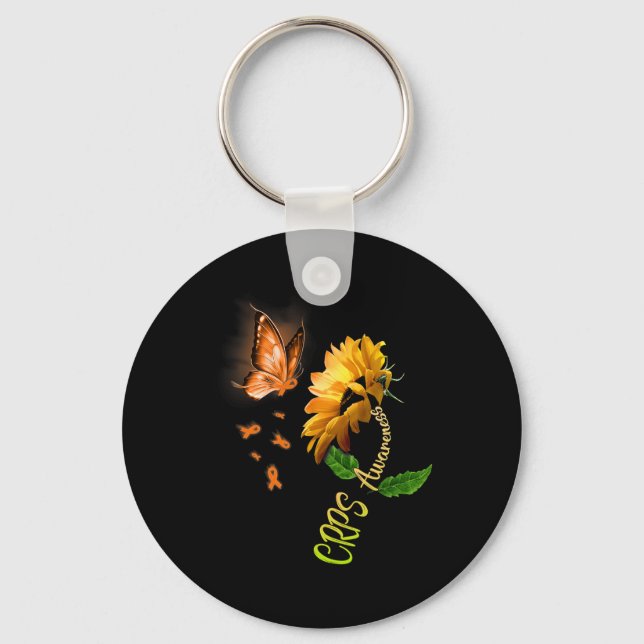 Butterfly Sunflower CRPS Awareness  Key Ring (Front)