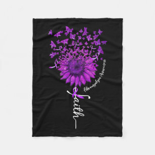 Butterfly Sunflower Fibromyalgia Awareness 1 Fleece Blanket