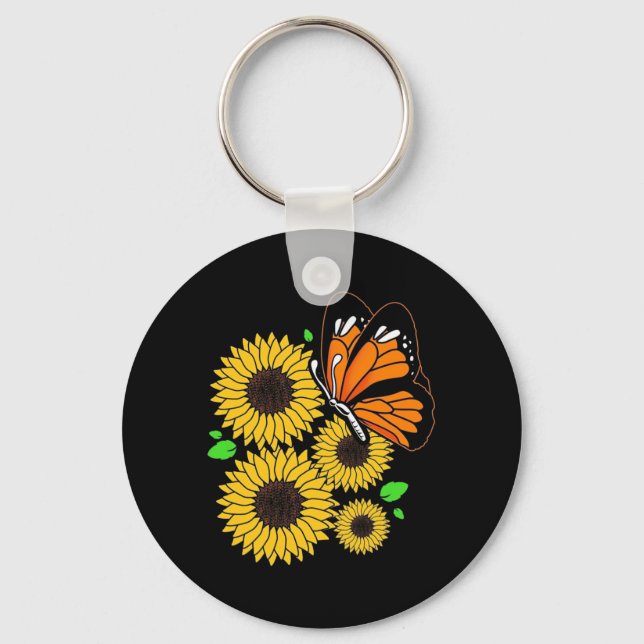 Butterfly Sunflower Garden Key Ring (Front)