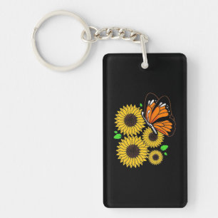 Butterfly Sunflower Garden Key Ring