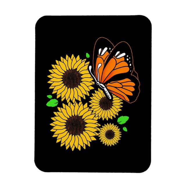 Butterfly Sunflower Garden Magnet (Vertical)