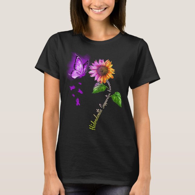 Butterfly Sunflower Hidradenitis Suppurativa Aware T-Shirt (Front)