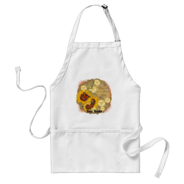 Butterfly Sunflower Mum custom name Apron (Front)