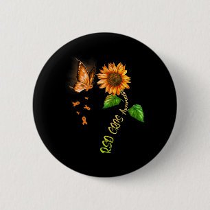 Butterfly Sunflower Rsd Crps Awareness 6 Cm Round Badge