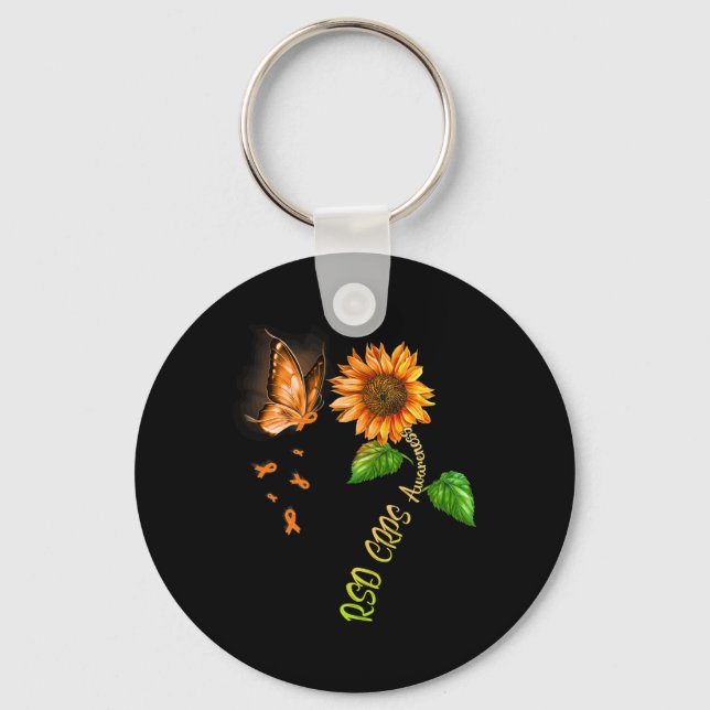 Butterfly Sunflower RSD CRPS Awareness  Key Ring (Front)