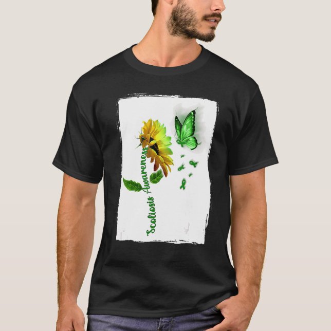Butterfly Sunflower Scoliosis Awareness For Men Wo T-Shirt (Front)