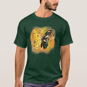 Butterfly sunflower sublimation floral butterfly T-Shirt