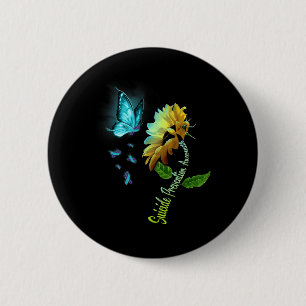 Butterfly Sunflower Suicide Prevention Awareness  6 Cm Round Badge