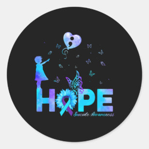 Butterfly Sunflower Suicide Prevention Awareness Classic Round Sticker