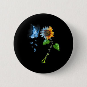 Butterfly Sunflower Trisomy 18 Awareness 6 Cm Round Badge