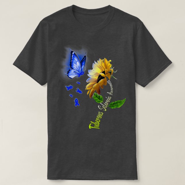 Butterfly Sunflower Tuberous Sclerosis Awareness T-Shirt (Design Front)
