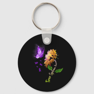 Butterfly Sunflower Turner Syndrome Awareness  Key Ring
