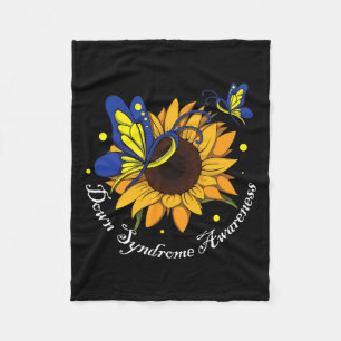 Butterfly Sunflower World Down Syndrome Awareness Fleece Blanket