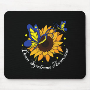 Butterfly Sunflower World Down Syndrome Awareness Mouse Pad