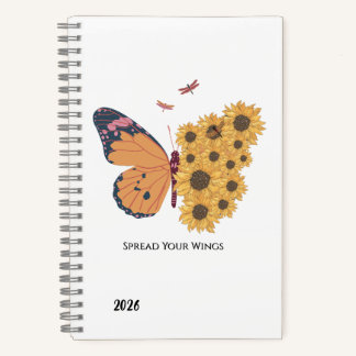 Butterfly & Sunflowers Spiral Notebook 