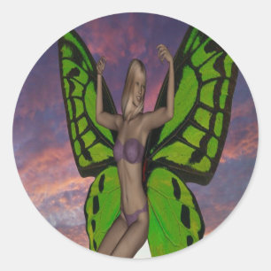Butterfly Sunset Classic Round Sticker