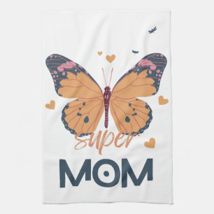 Butterfly Super MOM Tea Towel