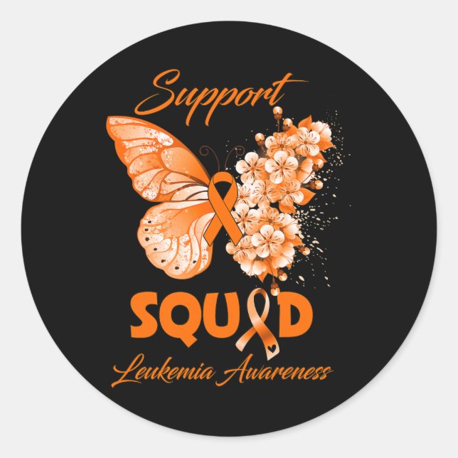 Butterfly Support Squad Leukaemia Awareness  Classic Round Sticker (Front)