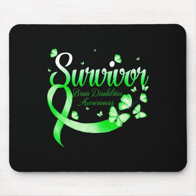 Butterfly Survivor Brain Disabilities Awareness  Mouse Pad (Front)