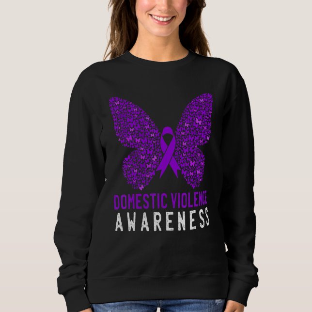 Butterfly Survivor Domestic Violence Awareness Pur Sweatshirt (Front)