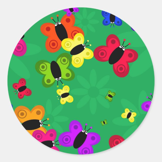 Butterfly Swarm Classic Round Sticker (Front)