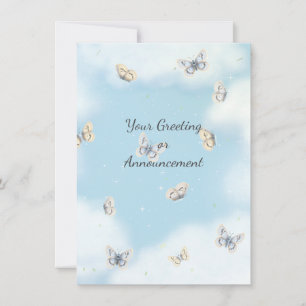 Butterfly Swarm in Dreamy Blue Sky Custom Card
