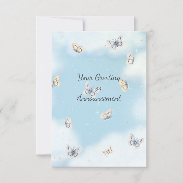 Butterfly Swarm in Dreamy Blue Sky Custom Thank You Card (Front)