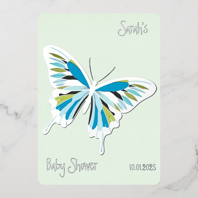 Butterfly Sweet Palette Baby Shower silver  (Front)