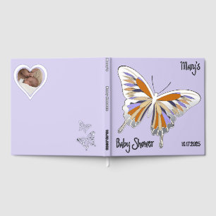 Butterfly Sweet Palette Baby Shower Silver Foil  Guest Book